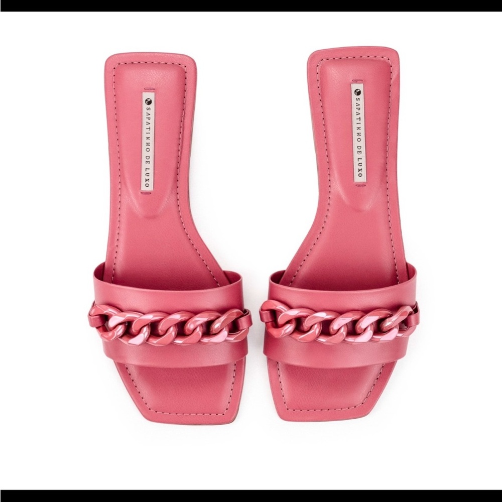 New Mauve Pink Chain Strap Sandals Slides size 5 new in box